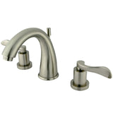 Kingston Brass NuWave Deck Mount Widespread Bathroom Faucet with Brass Pop-Up