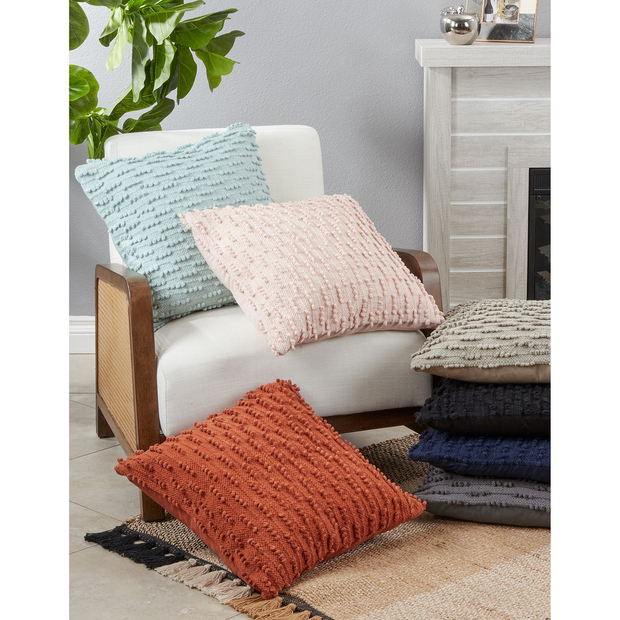 Nubby Design Down Filled Throw Pillow