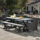 Numana Lightweight Concrete Outdoor 5-piece Dining Set with Benches by Christopher Knight Home