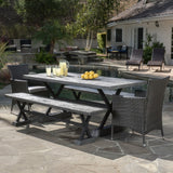 Numana Lightweight Concrete Outdoor 5-piece Dining Set with Benches by Christopher Knight Home
