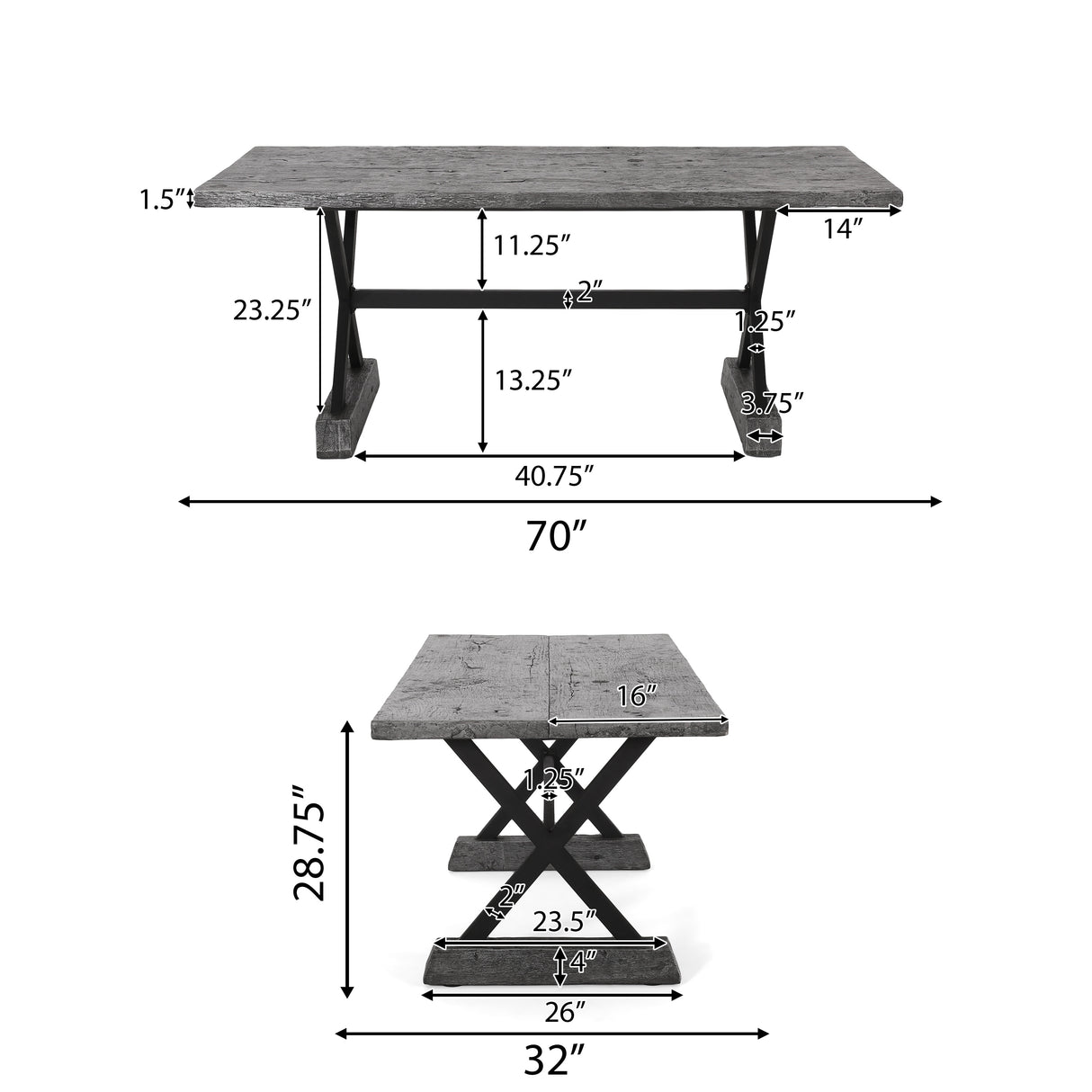 Numana Outdoor Lightweight Concrete Dining Table by Christopher Knight Home - 70.00"D x 32.00"W x 29.00"H