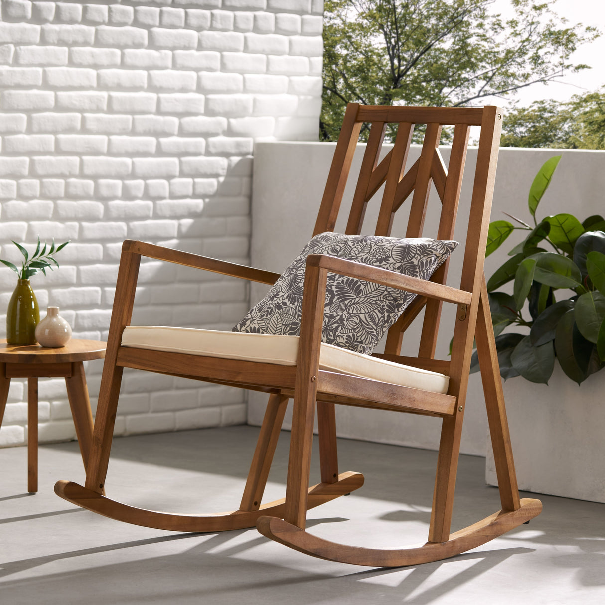 Nuna Outdoor Acacia Wood Rocking Chair by Christopher Knight Home - 37.75" L x 26.50" W x 41.25" H