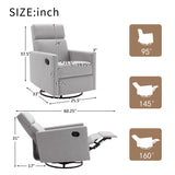 Nursery Chair Plush Seating Glider Swivel Recliner