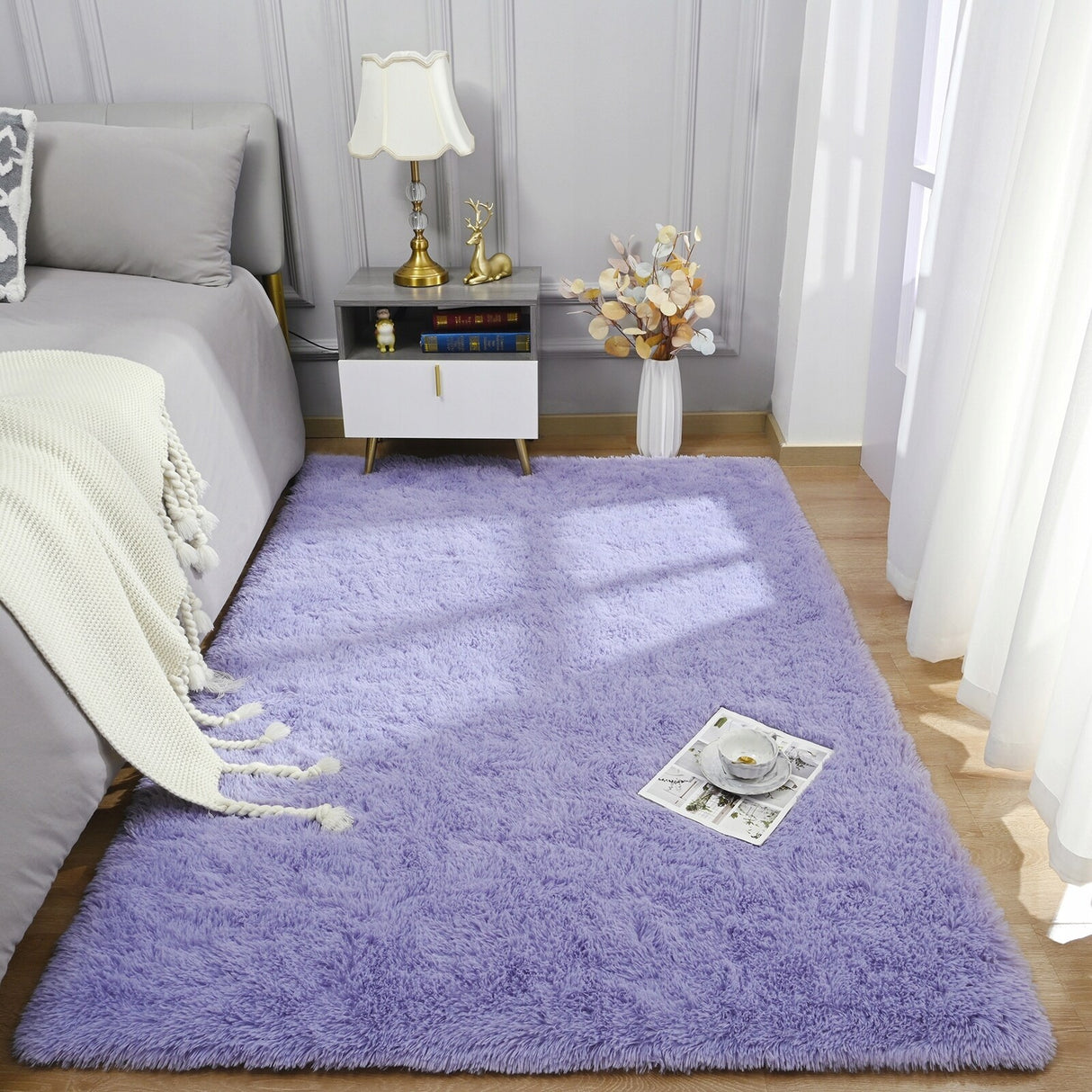 Nursery Decor Area Rug Fuzzy Carpet for Kids Children Play Mat