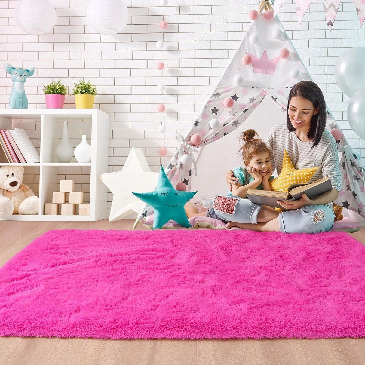 Nursery Decor Area Rug Fuzzy Carpet for Kids Children Play Mat