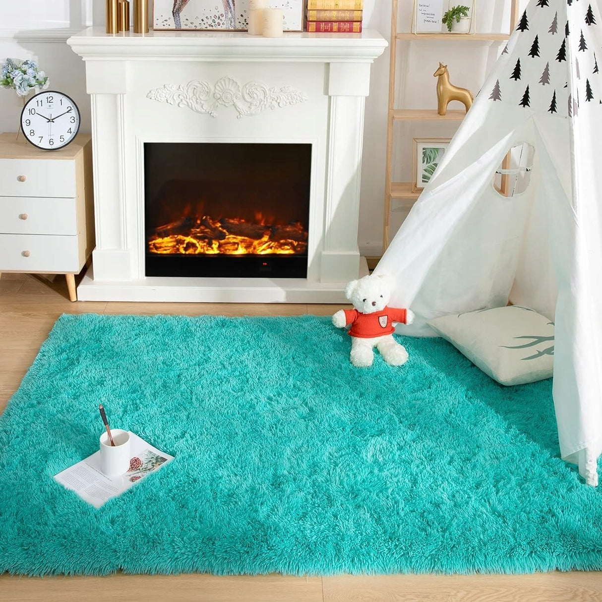 Nursery Decor Area Rug Fuzzy Carpet for Kids Children Play Mat