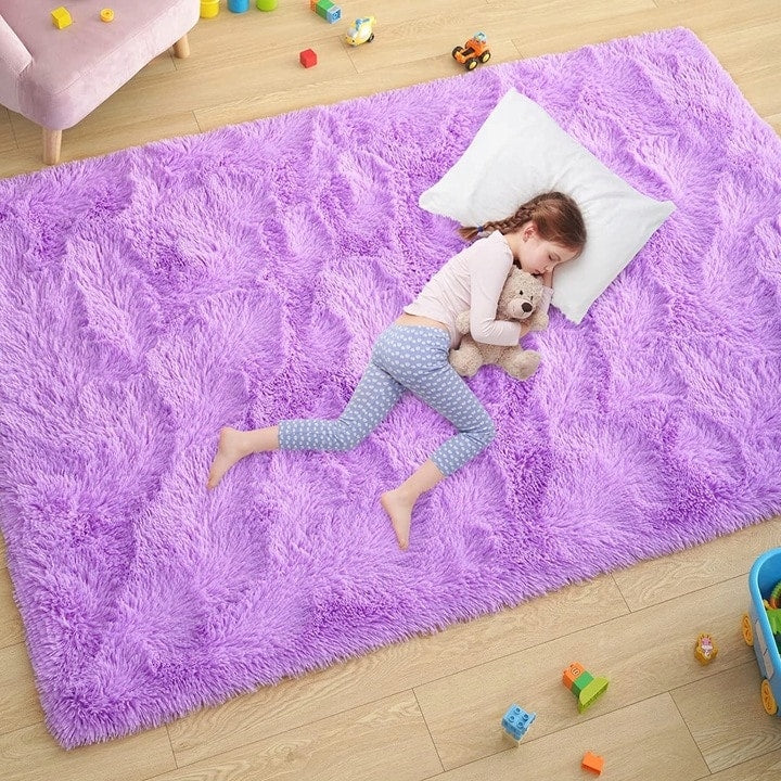 Nursery Decor Area Rug Fuzzy Carpet for Kids Children Play Mat