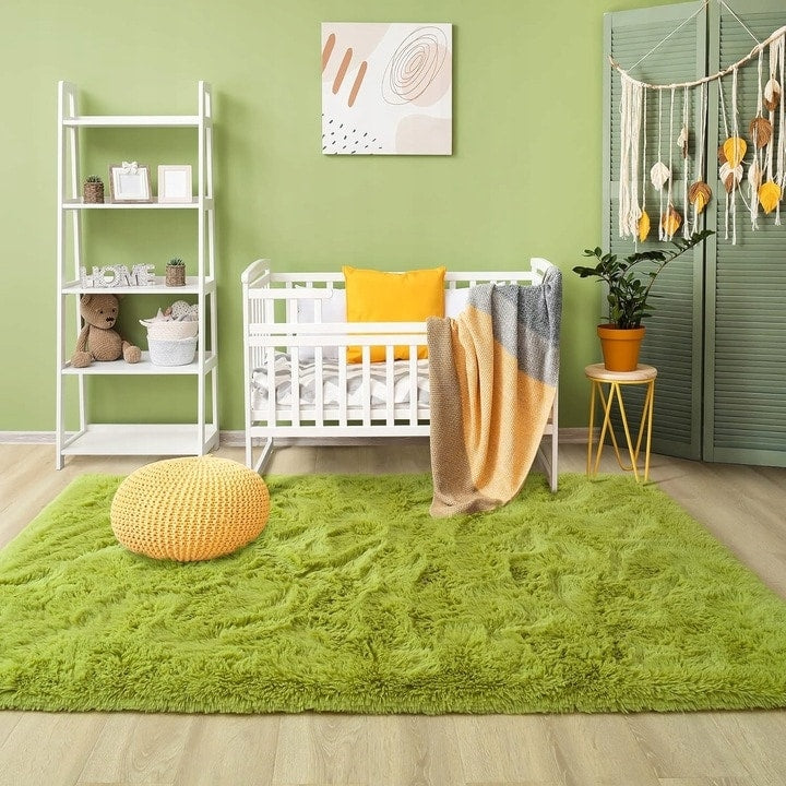 Nursery Decor Area Rug Fuzzy Carpet for Kids Children Play Mat