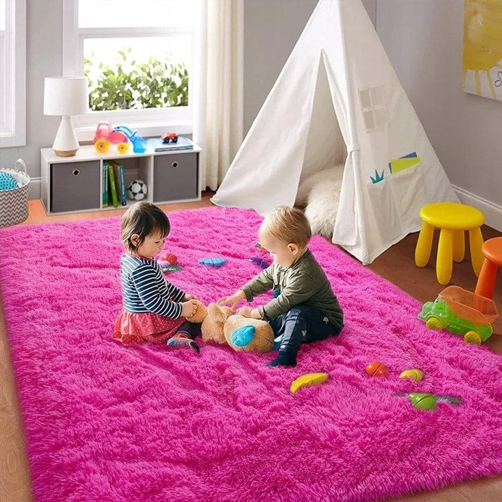 Nursery Decor Area Rug Fuzzy Carpet for Kids Children Play Mat