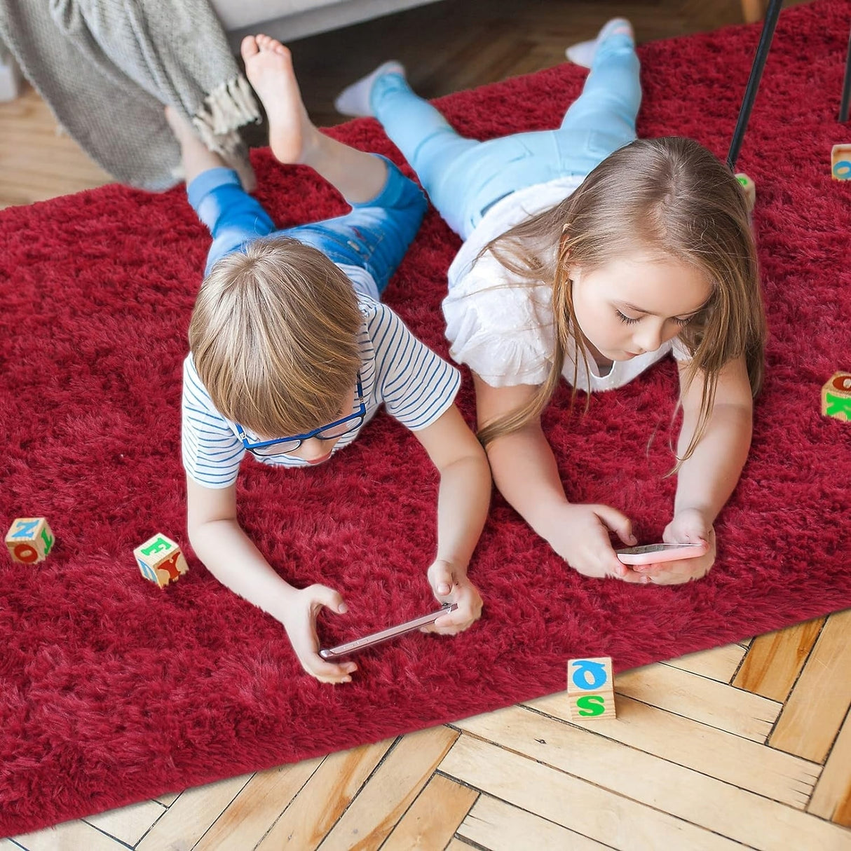 Nursery Decor Area Rug Fuzzy Carpet for Kids Children Play Mat