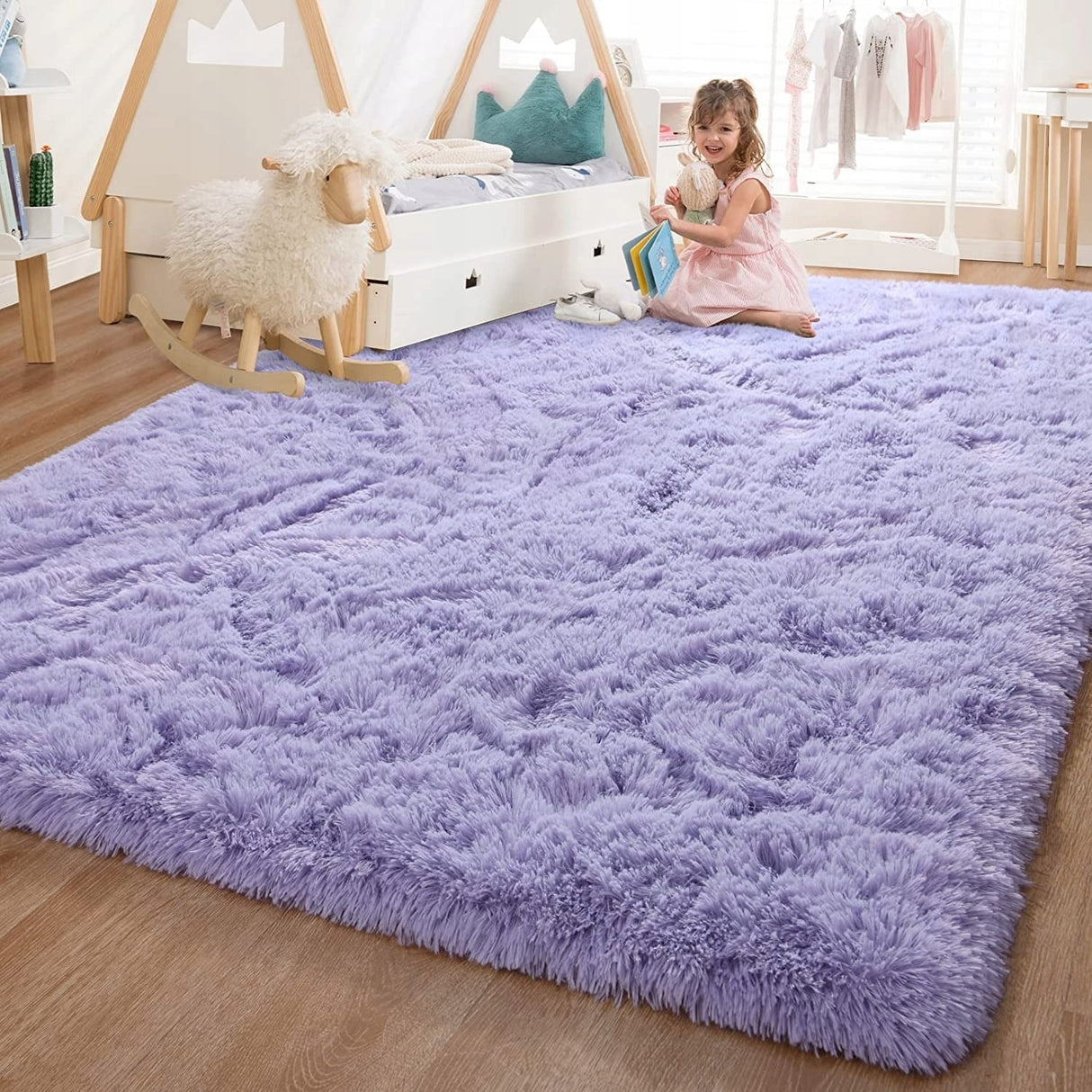 Nursery Decor Area Rug Fuzzy Carpet for Kids Children Play Mat