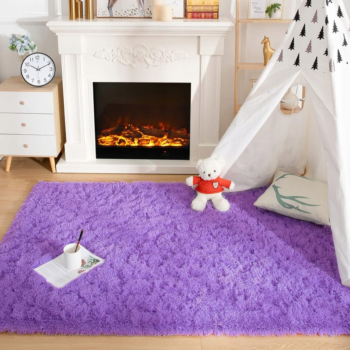 Nursery Decor Area Rug Fuzzy Carpet for Kids Children Play Mat