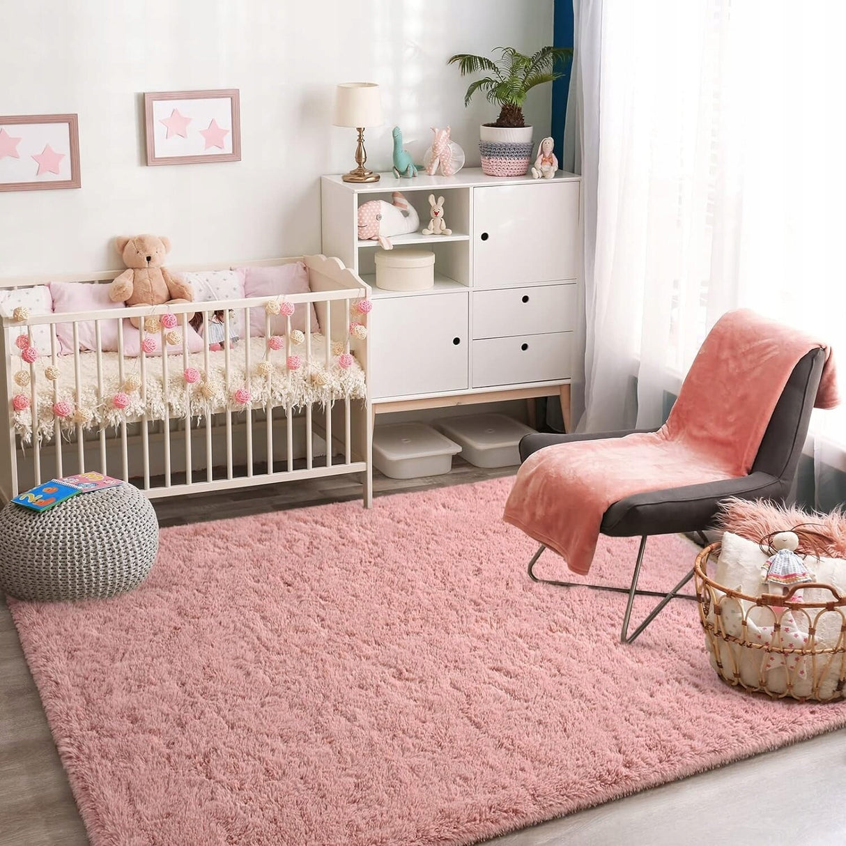 Nursery Decor Area Rug Fuzzy Carpet for Kids Children Play Mat