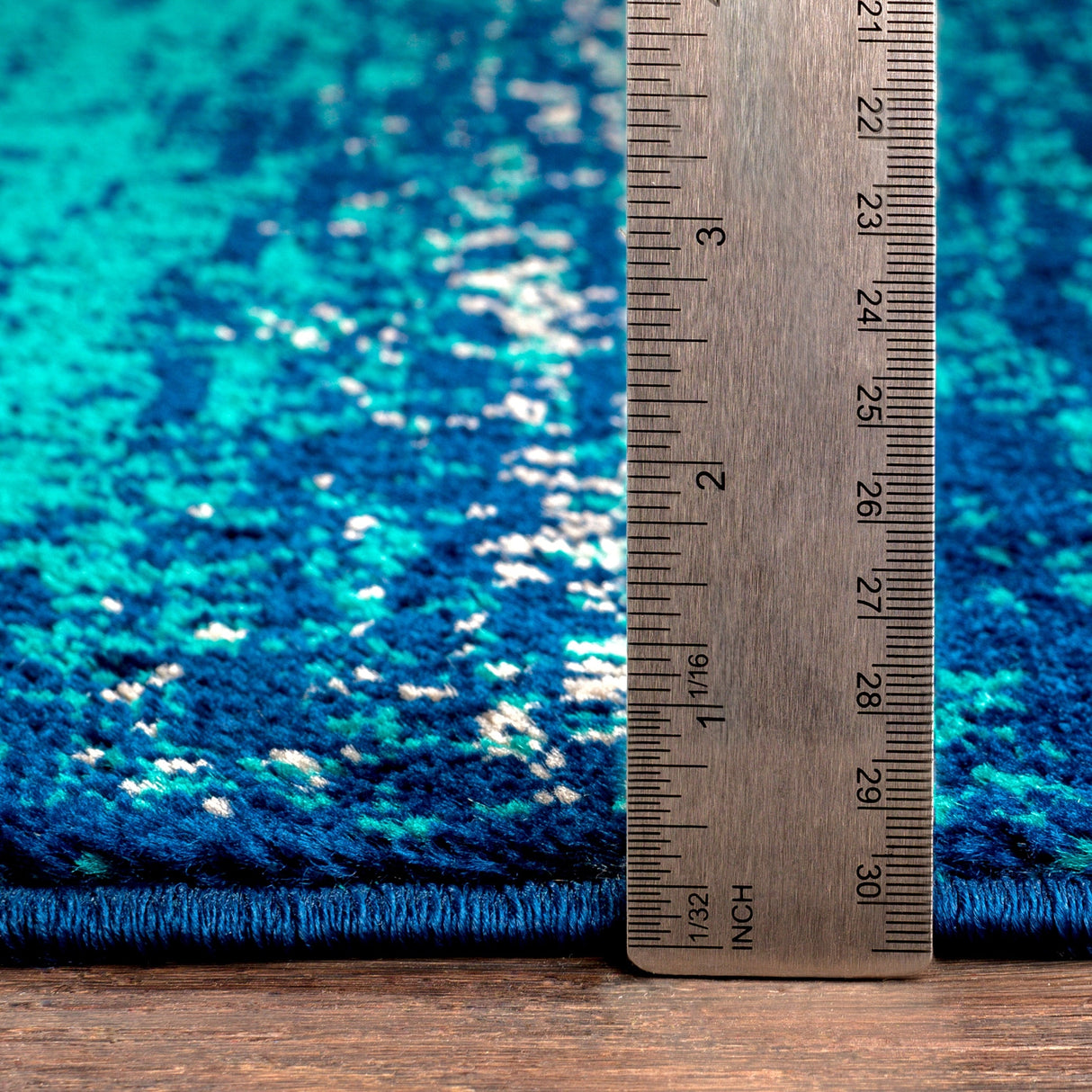 Nurzhan Teal Contemporary Striped Area Rug - 5'3" x 7'6"
