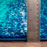 Nurzhan Teal Contemporary Striped Area Rug - 5'3" x 7'6"