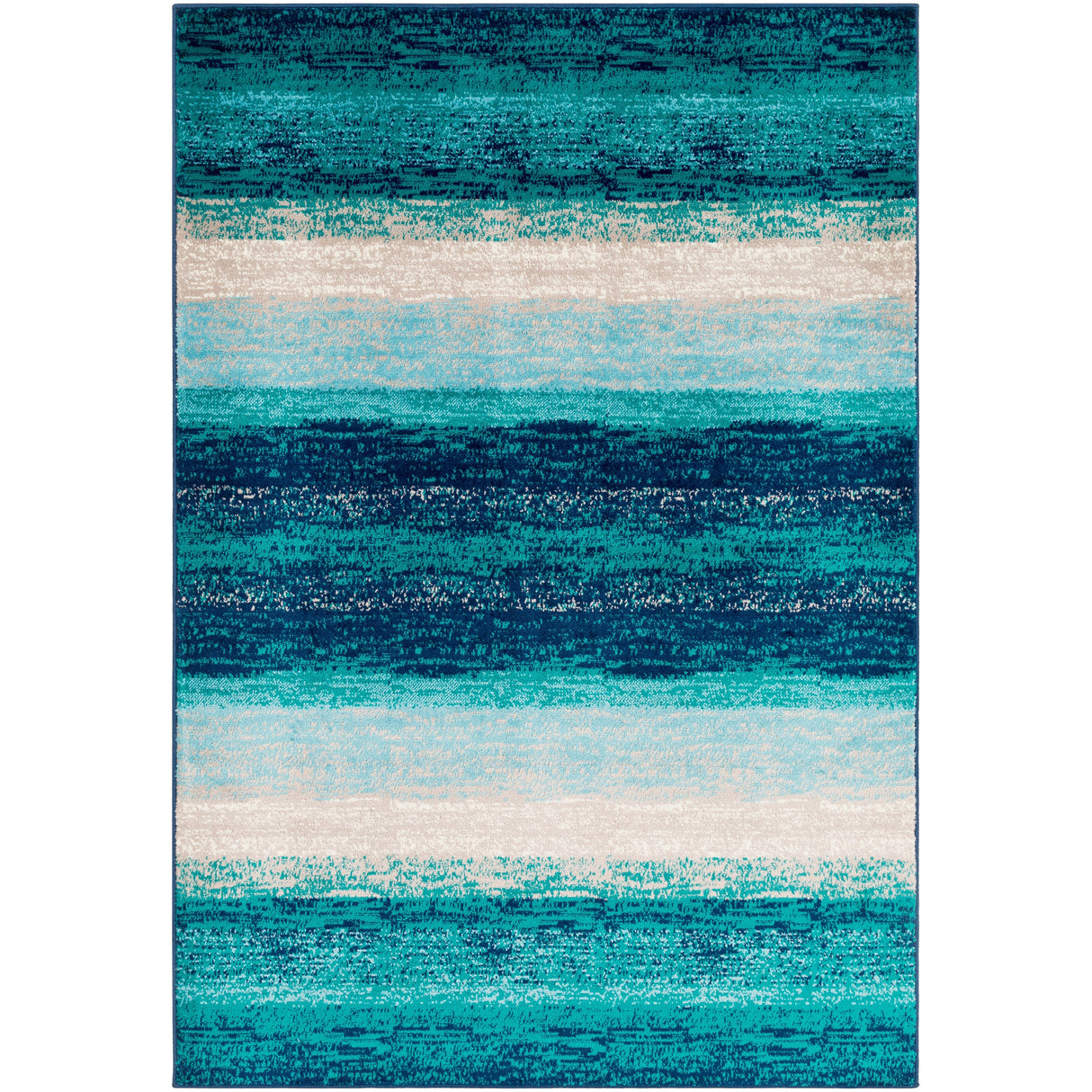 Nurzhan Teal Contemporary Striped Area Rug - 5'3" x 7'6"