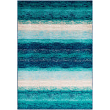 Nurzhan Teal Contemporary Striped Area Rug - 5'3" x 7'6"