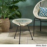 Nusa Outdoor Modern Wicker Side Table with Tempered Glass Top by Christopher Knight Home