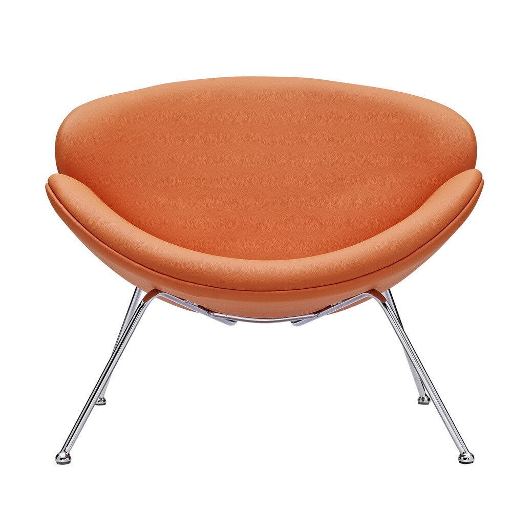 Nutshell Orange Vinyl Mid-century Style Lounge Chair