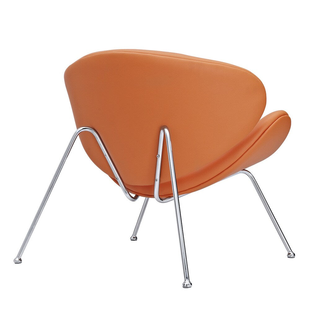 Nutshell Orange Vinyl Mid-century Style Lounge Chair