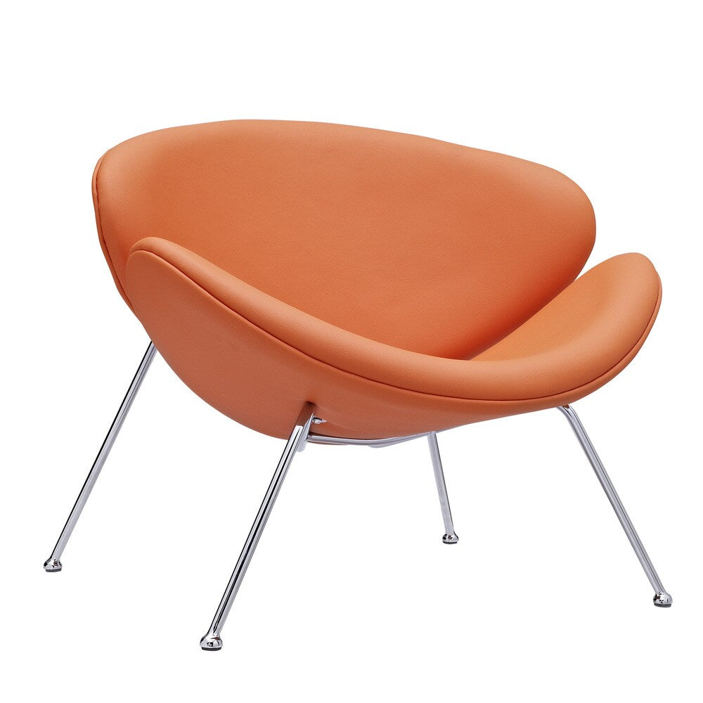 Nutshell Orange Vinyl Mid-century Style Lounge Chair