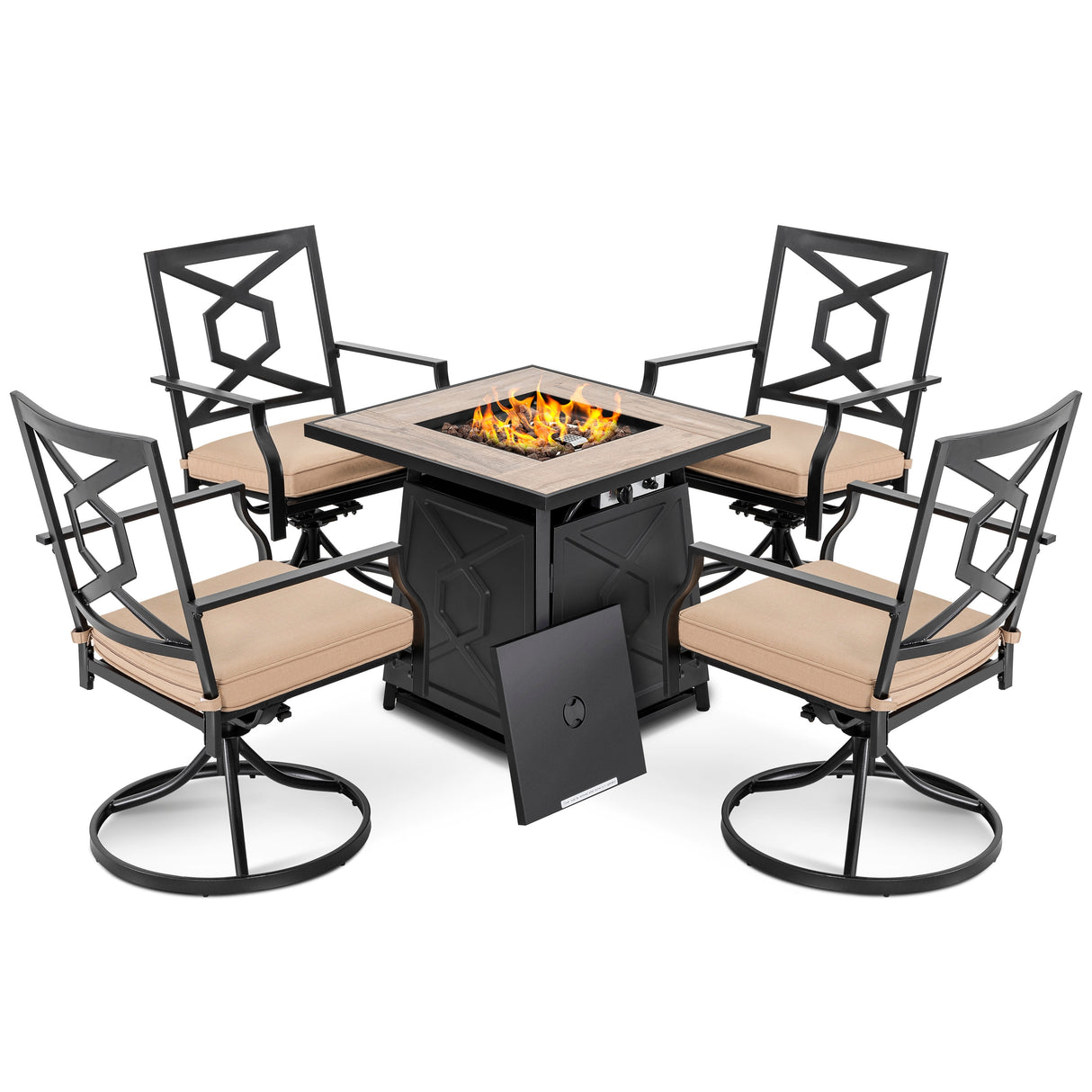 Nuu Garden 5-Piece Patio Furniture Set with Fire Pit Table - 5 PCS