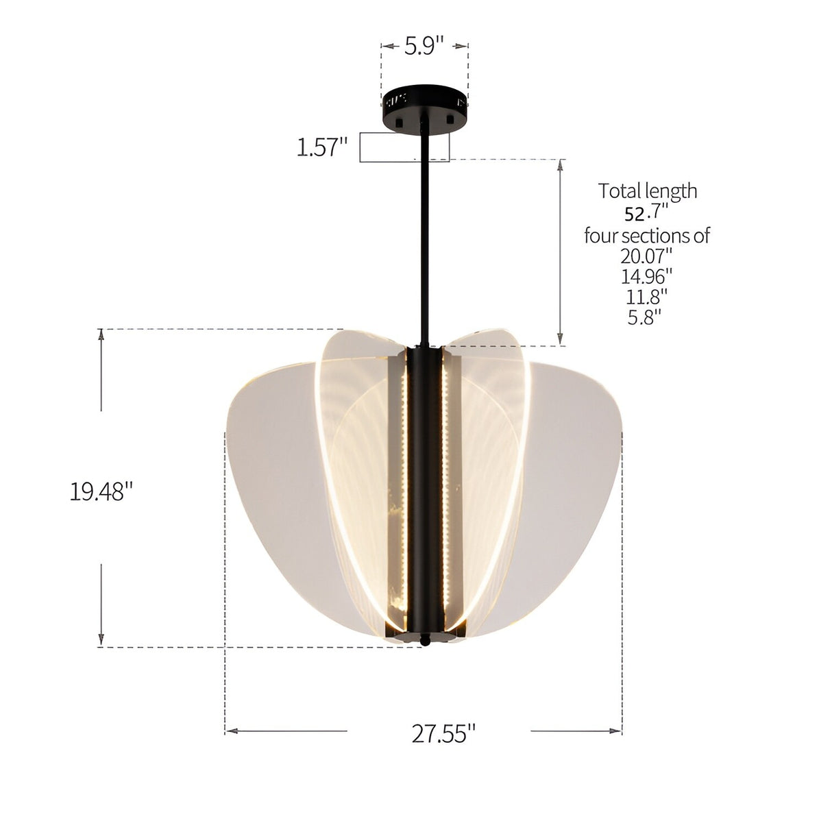 Acrylic LED Panel Butterfly Chandelier - High end Luxury Lamp