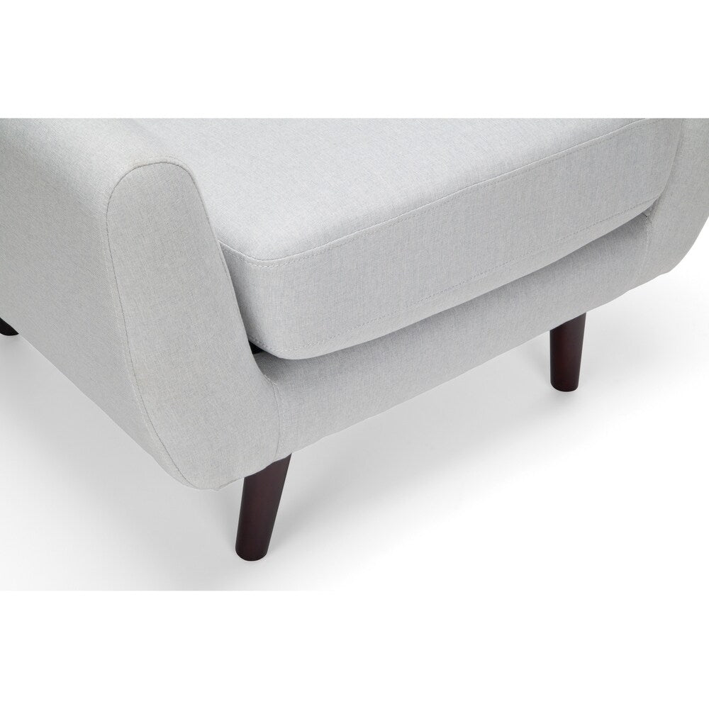 OFM 161 Collection Mid Century Modern Tufted Fabric Accent Chair with Arms and Lumbar Support Pillow, Walnut Legs (161-FLC2)