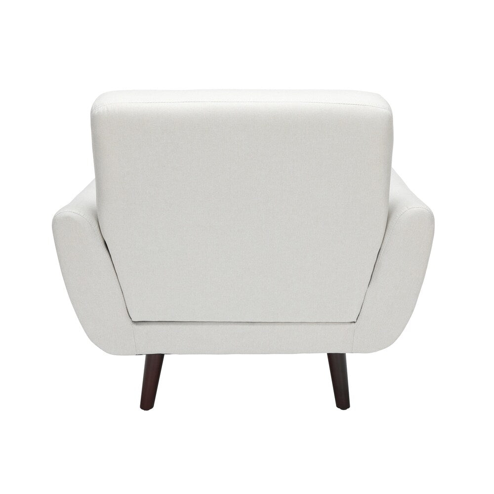 OFM 161 Collection Mid Century Modern Tufted Fabric Accent Chair with Arms and Lumbar Support Pillow, Walnut Legs (161-FLC2)