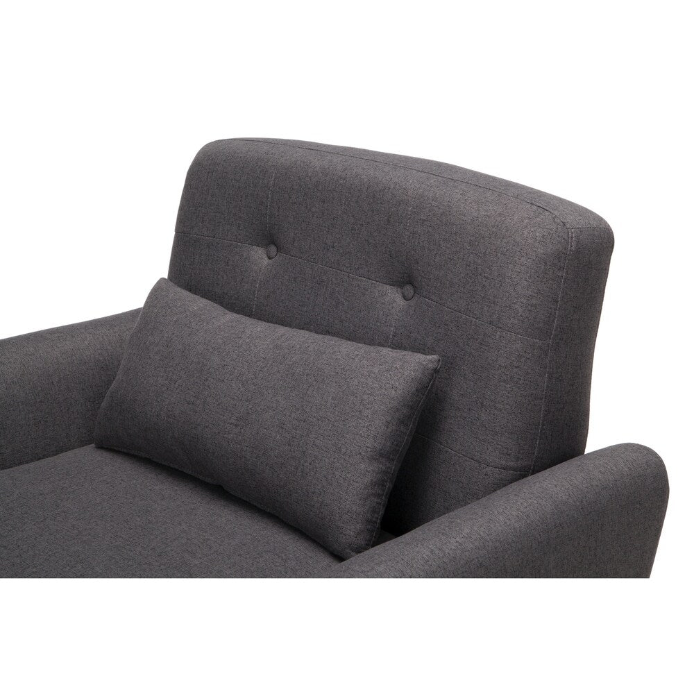 OFM 161 Collection Mid Century Modern Tufted Fabric Accent Chair with Arms and Lumbar Support Pillow, Walnut Legs (161-FLC2)