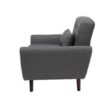 OFM 161 Collection Mid Century Modern Tufted Fabric Accent Chair with Arms and Lumbar Support Pillow, Walnut Legs (161-FLC2)
