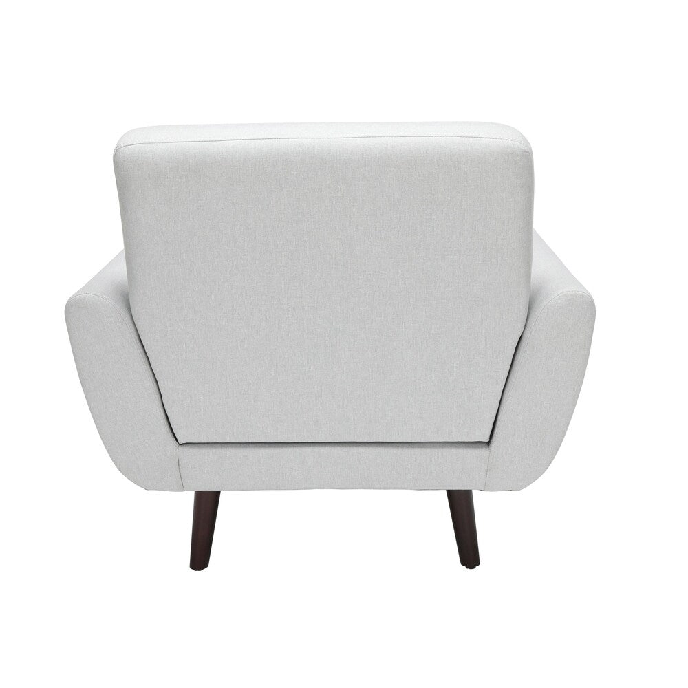 OFM 161 Collection Mid Century Modern Tufted Fabric Accent Chair with Arms and Lumbar Support Pillow, Walnut Legs (161-FLC2)