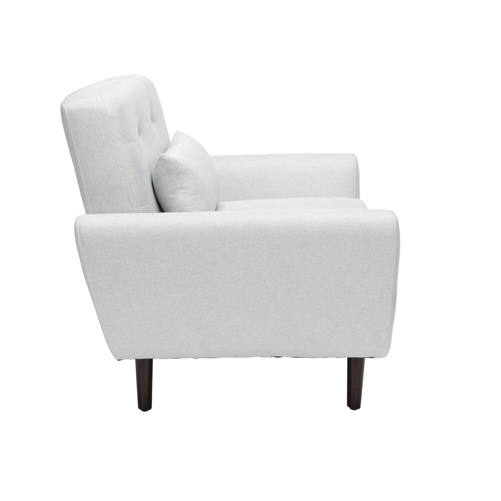 OFM 161 Collection Mid Century Modern Tufted Fabric Accent Chair with Arms and Lumbar Support Pillow, Walnut Legs (161-FLC2)