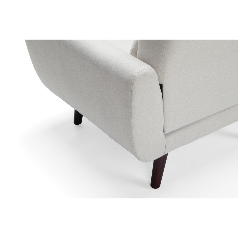 OFM 161 Collection Mid Century Modern Tufted Fabric Accent Chair with Arms and Lumbar Support Pillow, Walnut Legs (161-FLC2)