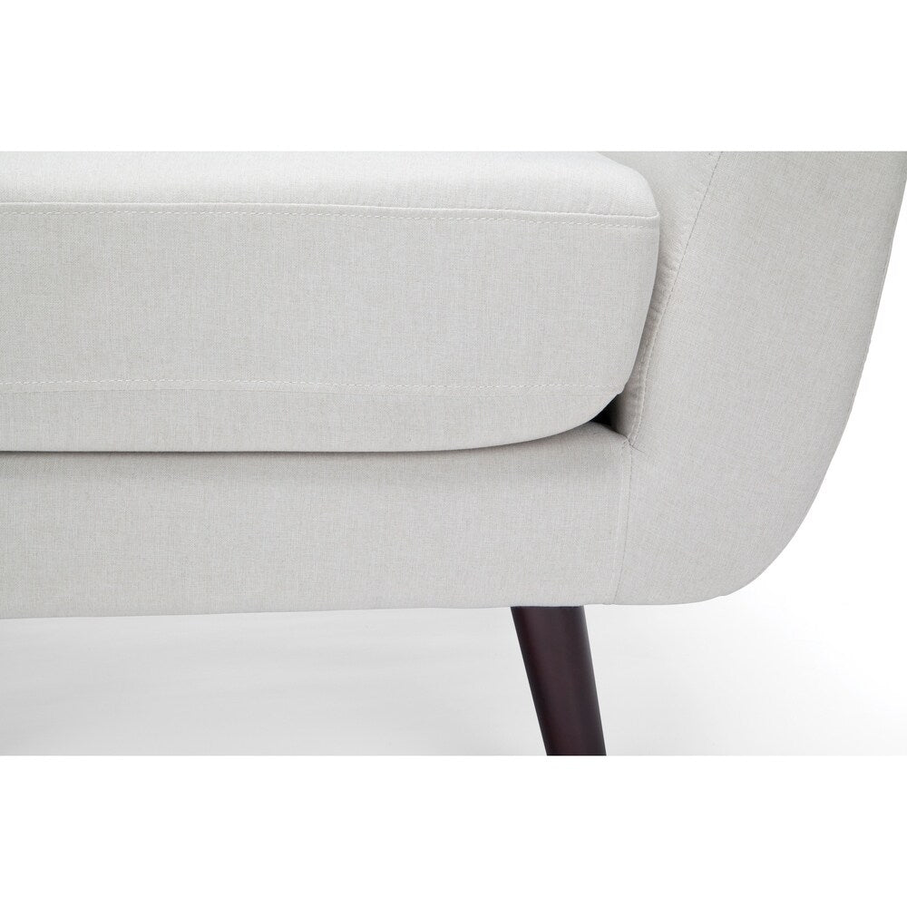 OFM 161 Collection Mid Century Modern Tufted Fabric Accent Chair with Arms and Lumbar Support Pillow, Walnut Legs (161-FLC2)