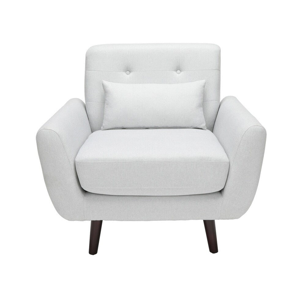 OFM 161 Collection Mid Century Modern Tufted Fabric Accent Chair with Arms and Lumbar Support Pillow, Walnut Legs (161-FLC2)
