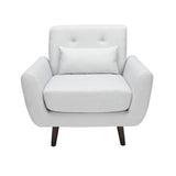 OFM 161 Collection Mid Century Modern Tufted Fabric Accent Chair with Arms and Lumbar Support Pillow, Walnut Legs (161-FLC2)