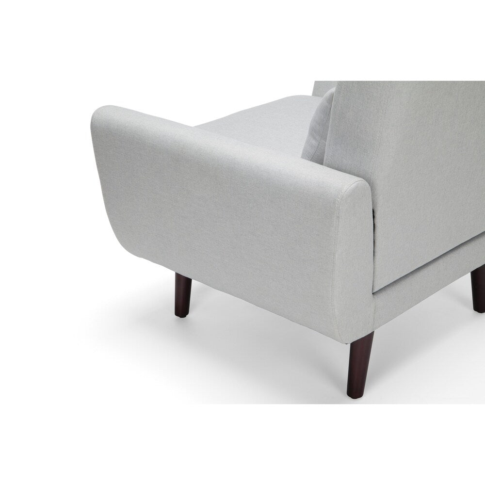 OFM 161 Collection Mid Century Modern Tufted Fabric Accent Chair with Arms and Lumbar Support Pillow, Walnut Legs (161-FLC2)