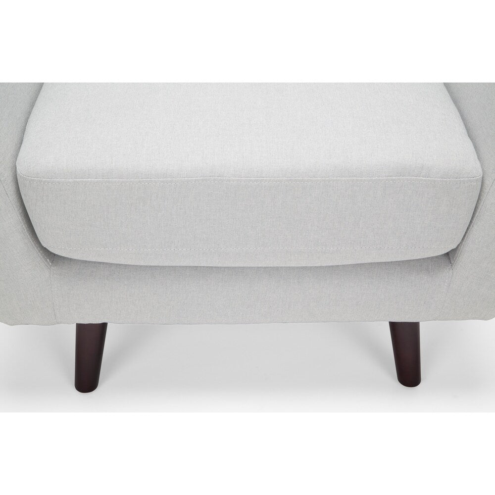 OFM 161 Collection Mid Century Modern Tufted Fabric Accent Chair with Arms and Lumbar Support Pillow, Walnut Legs (161-FLC2)