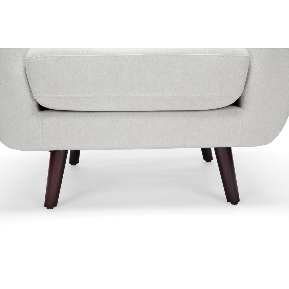 OFM 161 Collection Mid Century Modern Tufted Fabric Accent Chair with Arms and Lumbar Support Pillow, Walnut Legs (161-FLC2)