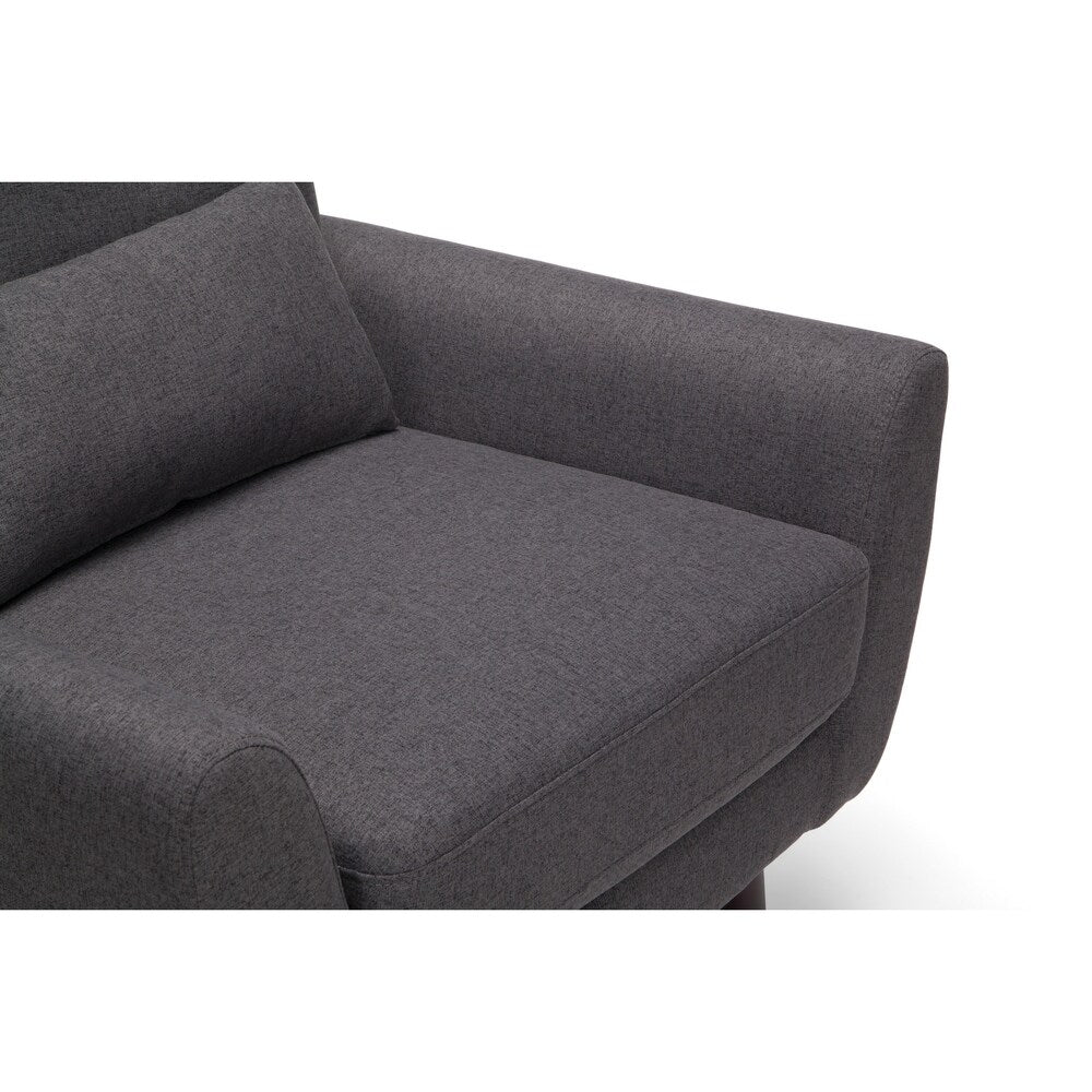 OFM 161 Collection Mid Century Modern Tufted Fabric Accent Chair with Arms and Lumbar Support Pillow, Walnut Legs (161-FLC2)