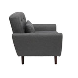 OFM 161 Collection Mid Century Modern Tufted Fabric Accent Chair with Arms and Lumbar Support Pillow, Walnut Legs (161-FLC2)