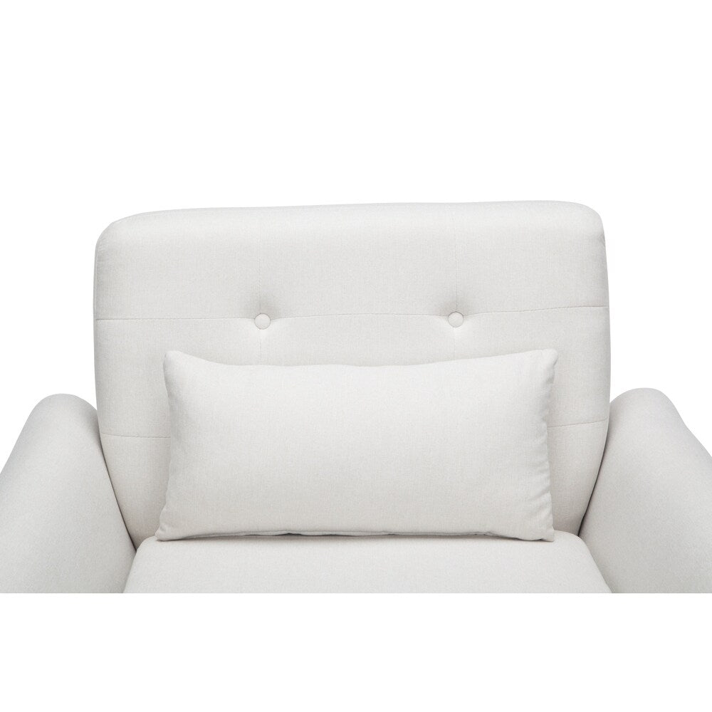 OFM 161 Collection Mid Century Modern Tufted Fabric Accent Chair with Arms and Lumbar Support Pillow, Walnut Legs (161-FLC2)