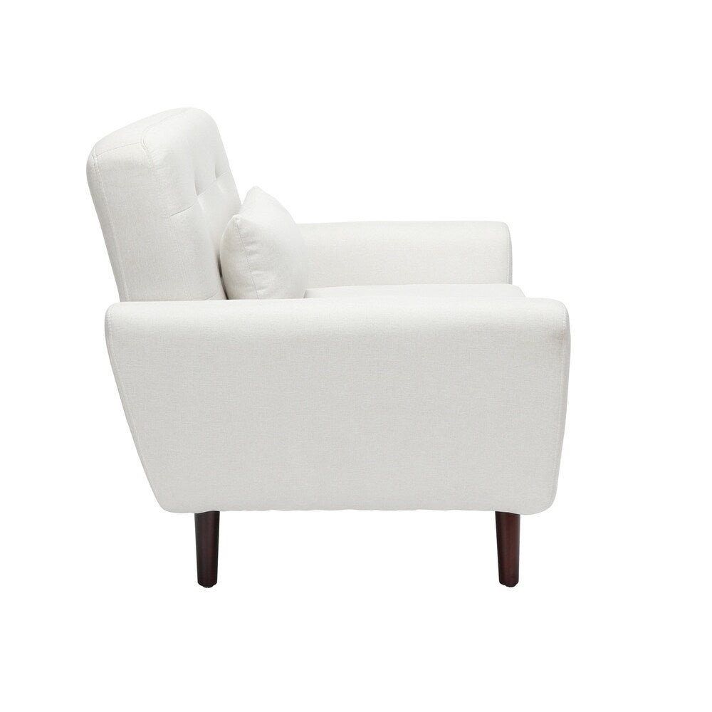 OFM 161 Collection Mid Century Modern Tufted Fabric Accent Chair with Arms and Lumbar Support Pillow, Walnut Legs (161-FLC2)
