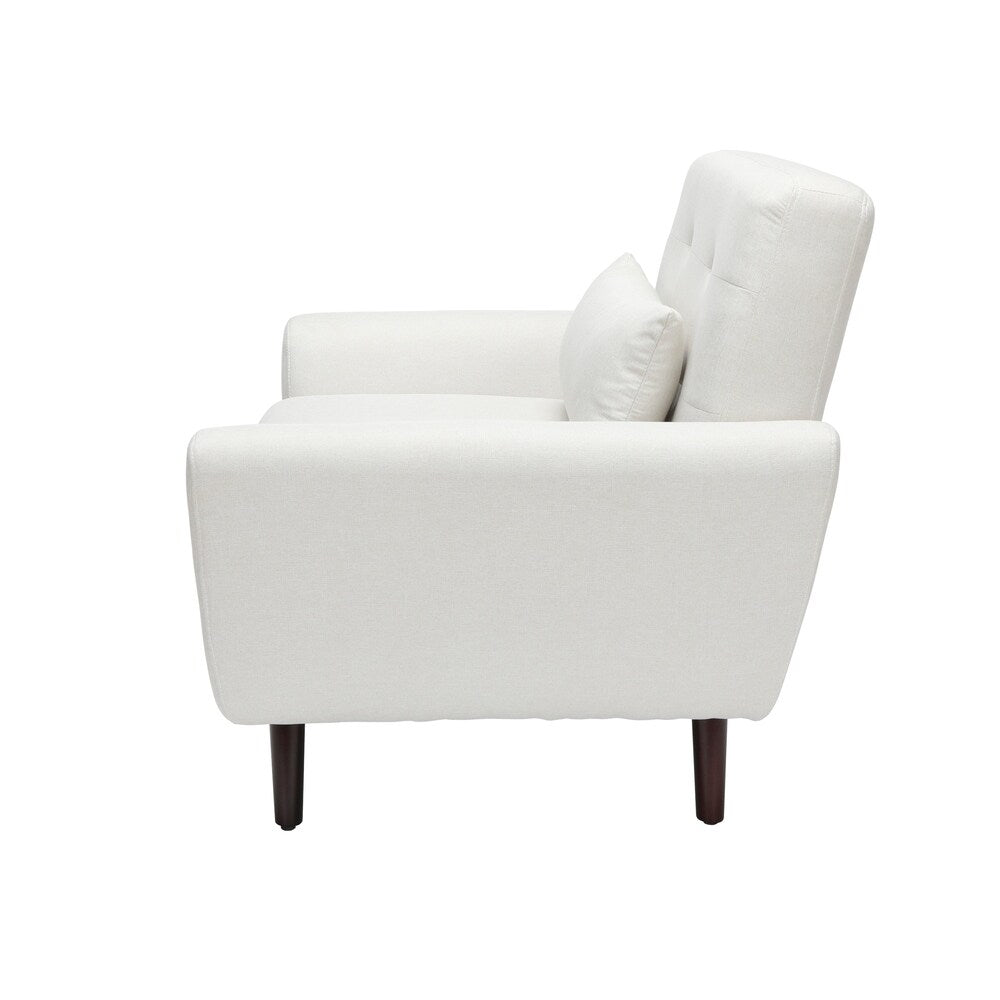OFM 161 Collection Mid Century Modern Tufted Fabric Accent Chair with Arms and Lumbar Support Pillow, Walnut Legs (161-FLC2)