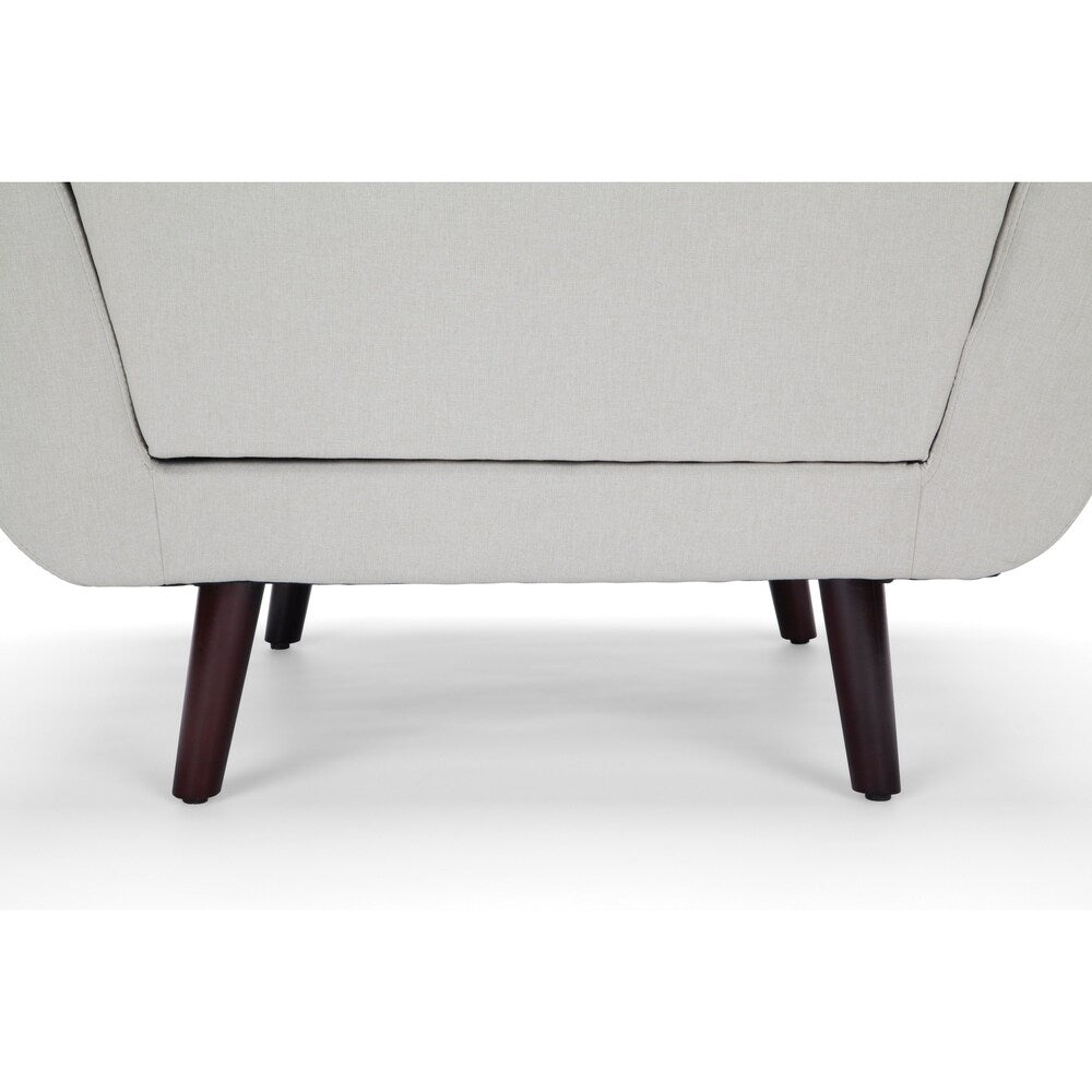 OFM 161 Collection Mid Century Modern Tufted Fabric Accent Chair with Arms and Lumbar Support Pillow, Walnut Legs (161-FLC2)