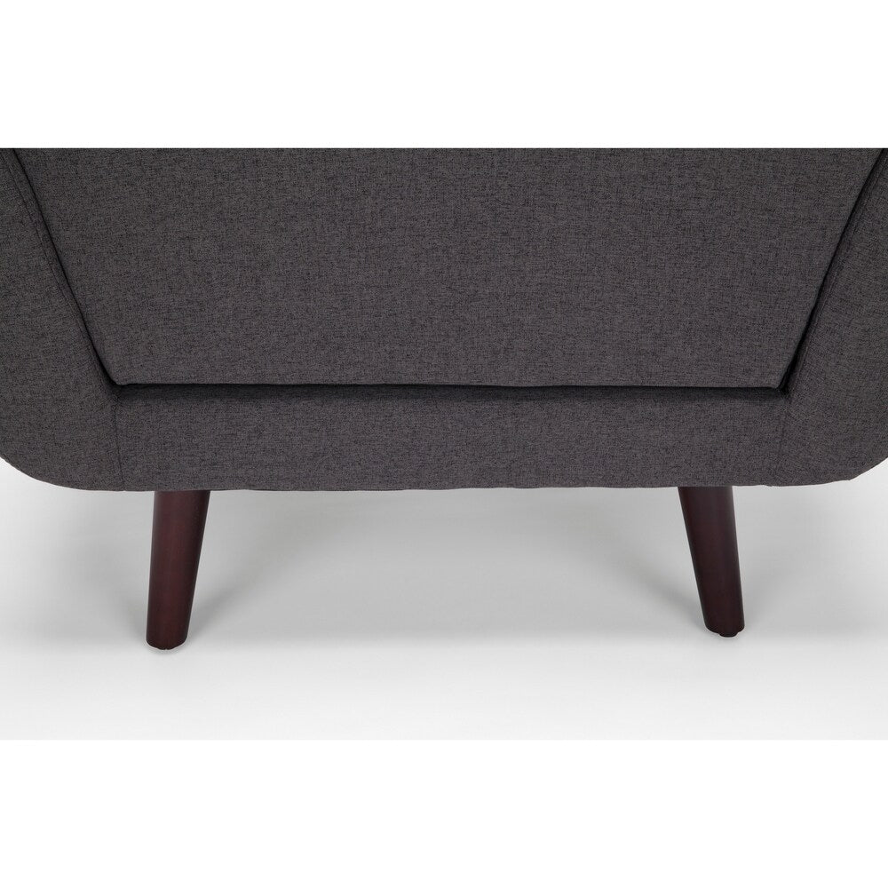 OFM 161 Collection Mid Century Modern Tufted Fabric Accent Chair with Arms and Lumbar Support Pillow, Walnut Legs (161-FLC2)