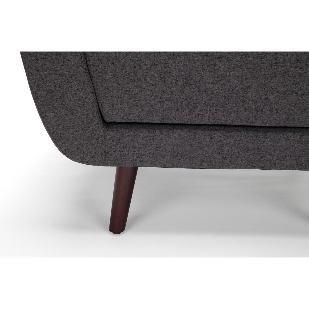 OFM 161 Collection Mid Century Modern Tufted Fabric Accent Chair with Arms and Lumbar Support Pillow, Walnut Legs (161-FLC2)