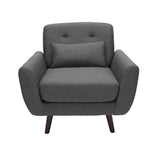 OFM 161 Collection Mid Century Modern Tufted Fabric Accent Chair with Arms and Lumbar Support Pillow, Walnut Legs (161-FLC2)