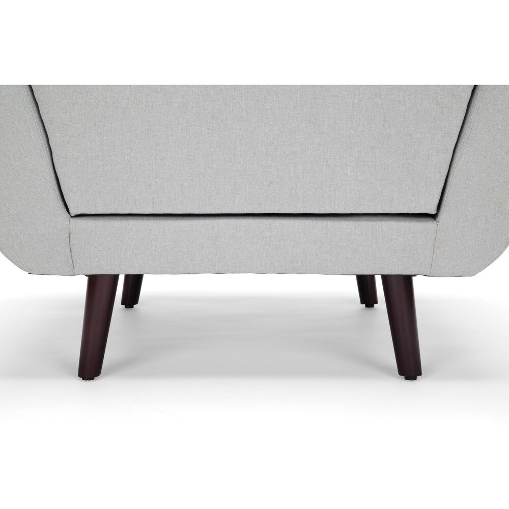 OFM 161 Collection Mid Century Modern Tufted Fabric Accent Chair with Arms and Lumbar Support Pillow, Walnut Legs (161-FLC2)